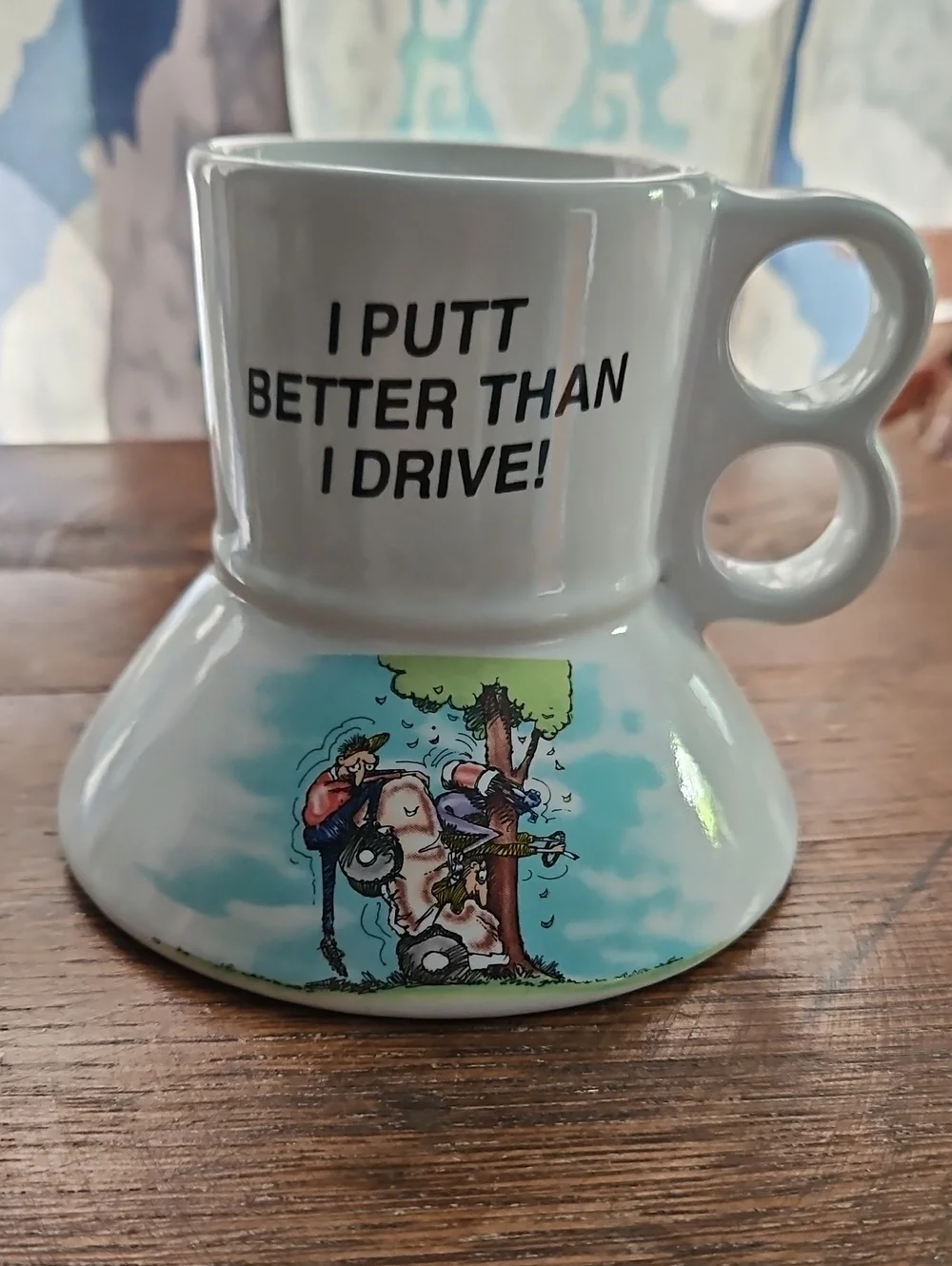 White Novelty Golf Coffee Tea Cup Mug - I Putt Better Than I Drive!
